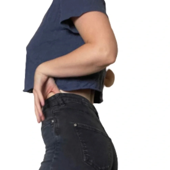 Custom cropped Gap french navy blue t shirt minimalist basic top - Picture 1 of 8